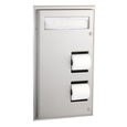 Bobrick B-347 Partition-Mounted Toilet Seat Cover Dispenser and Dual-Roll Dispenser