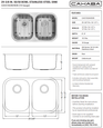 Cahaba CASS18UM29DB Undermount 29-3/8 in. 50/50 Bowl 18 Ga. Stainless Steel Kitchen Sink