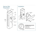 Adams Rite 4568 Series narrow stile door preparation dimensions and installation diagram showing cam disc, lock washers, and setscrew assembly