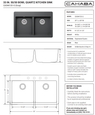 Cahaba CA344133 Dual Mount 33 in. x 22 in. 50/50 Bowl Quartz Kitchen Sink