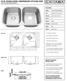 Cahaba CASS325050UMDB-S-18 32 In. Standard Radius 50/50 Double Bowl Undermount 16 Ga. Stainless Steel Kitchen Sink