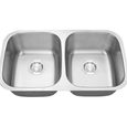 Cahaba CASS325050UMDB-S-18 32 In. Standard Radius 50/50 Double Bowl Undermount 16 Ga. Stainless Steel Kitchen Sink