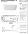 Cahaba  CAFSTCHAR67-W Charlie 67 in. Freestanding Acrylic Tub
