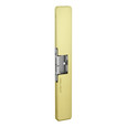 HES 9800 surface mounted electric strike, bright brass finish, front view