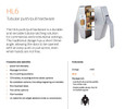 Schlage HL6 Tubular Push/Pull Latchbolt – product spec sheet showing features, benefits, passage lock function diagram, and finish options