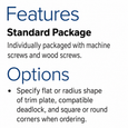 Adams Rite 4000 Series MS Deadlock Trim Strike features: individually packaged with machine screws and wood screws; specify flat or radius trim plate, compatible deadlock, and square or round corners