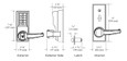 Dormakaba Simplex L1000 Pushbutton Lever Lock dimensional diagram — exterior width 3-1/2 in, height 7-3/8 in, backset 3-3/8 in, latch throw 1/2 in, interior height 9 in
