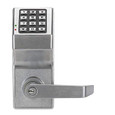 Alarm Lock Trilogy DL2700 Grade 1 standalone electronic cylindrical lock, digital keypad, straight return lever, conventional cylinder key override, satin chrome US26D finish