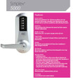 Dormakaba Kaba Simplex 5000 series feature overview — access control, no battery, programmable combination, key override, and direct drive design highlights