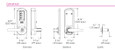 Dormakaba Simplex 5021 cylindrical lock dimensional drawing: exterior 3-3/8" wide x 8-7/8" tall, interior 2-1/8" wide x 3-3/16" wide trim, latch 1-1/16" x 1/2" faceplate