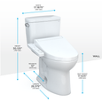 TOTO MW7763074CSFG#01 Drake WASHLET+ Two-Piece Elongated 1.6 GPF Universal Height TORNADO FLUSH Toilet with C2 Bidet Seat