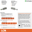 LCN 4040XP sizing chart: spring sizes 1–6 adjustable, exterior door widths 24–48 in., interior door widths 24–60 in.; includes ADA reduced opening force caution and door width table for 4040XP and 4040XL