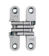 SOSS 204 Series Invisible Hinge 2-3/8" Satin Chrome 626 finish, open position showing nylon links, 1 pair