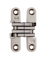 SOSS 204 Series Invisible Hinge 2-3/8" Satin Nickel 619 finish, open position showing nylon links, 1 pair