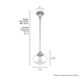 Hunter Saddle Creek Clear Seeded Glass 1-Light Mini-Pendant
