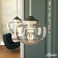 Hunter Saddle Creek Clear Seeded Glass 1-Light Mini-Pendant