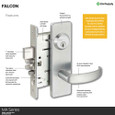 Falcon Falcon MA18 Double Dummy Trim - Grade 1 Non-Keyed Mortise Lock with Lever and Escutcheon Trim FAL-MA18-Lever/Escutcheon-NONKEYED