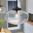Hunter Saddle Creek Clear Seeded Glass 1-Light 16 Inch Pendant