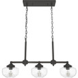 Hunter Lighting Saddle Creek Clear Seeded Glass 3 Light Linear Chandelier