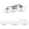 Hunter Lighting Saddle Creek Clear Seeded Glass 3 Light Vanity