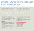 Dormakaba Dormakaba Simplex 8146 Mortise Mechanical Pushbutton Passage Lever Lock with Key Override and Lockout DOR-8146