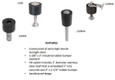 Trimco 1209HO floor stop features and model comparison diagram — extra high tensile steel, 1-3/8 x 2 inch rubber bumper, vandal-proof design — TRI-1209HO.630