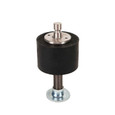 Trimco 1209HO Heavy-duty Floor Stop top view showing rubber bumper, stainless top cap, and threaded floor mount — TRI-1209HO.630