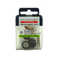 Precision Lock PLS12PRO Concealed Magnetic Catch – Black finish retail packaging showing included components: adjustment packers, housing cups, rubber buffers, and cover plates