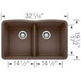 Blanco DIA440DU50 Diamond SILGRANIT 50/50 Double Bowl Undermount Kitchen Sink