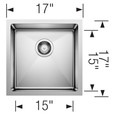 Blanco 443144 Quatrus R15 Undermount Stainless Steel Bar Sink