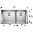 Blanco 443150 Quatrus R15 60/40 Double Bowl Undermount Stainless Steel Kitchen Sink