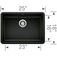 Blanco PRE442ADA Precis SILGRANIT ADA Single Bowl Undermount Kitchen Sink