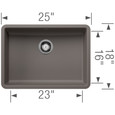 Blanco PRE442ADA Precis SILGRANIT ADA Single Bowl Undermount Kitchen Sink