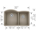 Blanco DIA440DU60 Diamond SILGRANIT 60/40 Double Bowl Undermount Kitchen Sink