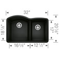 Blanco DIA440DU60 Diamond SILGRANIT 60/40 Double Bowl Undermount Kitchen Sink