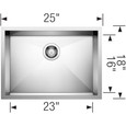 Blanco 443047 Quatrus R0 Single Bowl Undermount ADA Stainless Steel Kitchen Sink