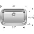 Blanco STE441ADA Stellar 28" Single Bowl Undermount Stainless Steel ADA Kitchen Sink