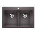 Blanco LIV443SIKD50 Liven SILGRANIT 50/50 Double Bowl Dual Mount Kitchen Sink with Low Divide