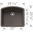 Blanco DIA440SS Diamond SILGRANIT Single Bowl Dual Mount Kitchen Sink