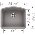 Blanco DIA440SS Diamond SILGRANIT Single Bowl Dual Mount Kitchen Sink
