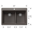 Blanco LIV443SIKD60 Liven SILGRANIT 60/40 Double Bowl Dual Mount Kitchen Sink with Low Divide
