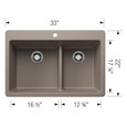 Blanco LIV443SIKD60 Liven SILGRANIT 60/40 Double Bowl Dual Mount Kitchen Sink with Low Divide