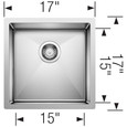 Blanco PRE5162SIB Precision R10 Undermount Stainless Steel Bar Sink