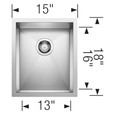 Blanco PRE5162SIK Precision R0 Undermount Stainless Steel Bar Sink