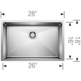 Blanco CUV52475SIK Cuvee R15 28" Single Bowl Undermount Stainless Steel Kitchen Sink Blanco CUV52475SIK Cuvee R15 28" Single Bowl Undermount Stainless Steel Kitchen Sink