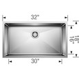 Blanco CUV52475SIK Cuvee R15 28" Single Bowl Undermount Stainless Steel Kitchen Sink Blanco CUV52475SIK Cuvee R15 28" Single Bowl Undermount Stainless Steel Kitchen Sink