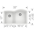 Blanco DIA440D4060 Diamond SILGRANIT 40/60 Reverse Double Bowl Undermount Kitchen Sink with Low Divide