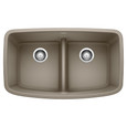 Blanco VAL442DBS Valea SILGRANIT 50/50 Double Bowl Undermount Kitchen Sink with Low Divide