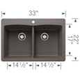 Blanco DIA440DDU50 Diamond SILGRANIT 50/50 Double Bowl Dual Mount Kitchen Sink