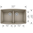 Blanco PER4400SIKD50 Performa SILGRANIT 50/50 Double Bowl Undermount Kitchen Sink